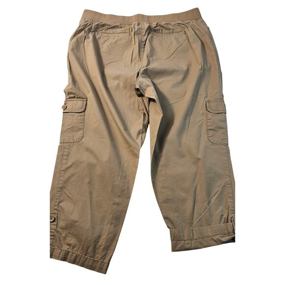 Talbots Pants Womens 10P PETITE 10 neutral Comfort Pull On Cargo Adjustable Hem - Picture 2 of 8